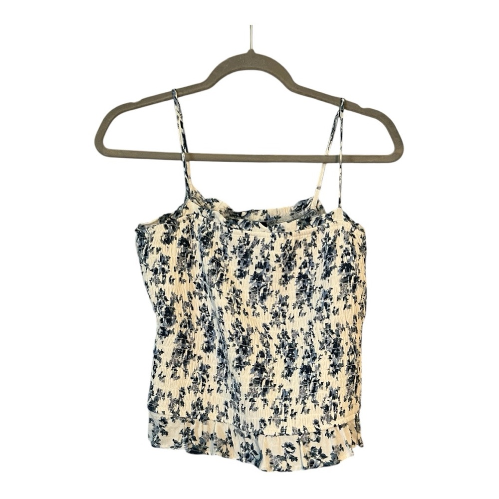 Francesca’s Floral Print Women's Crop Top - Blue and White